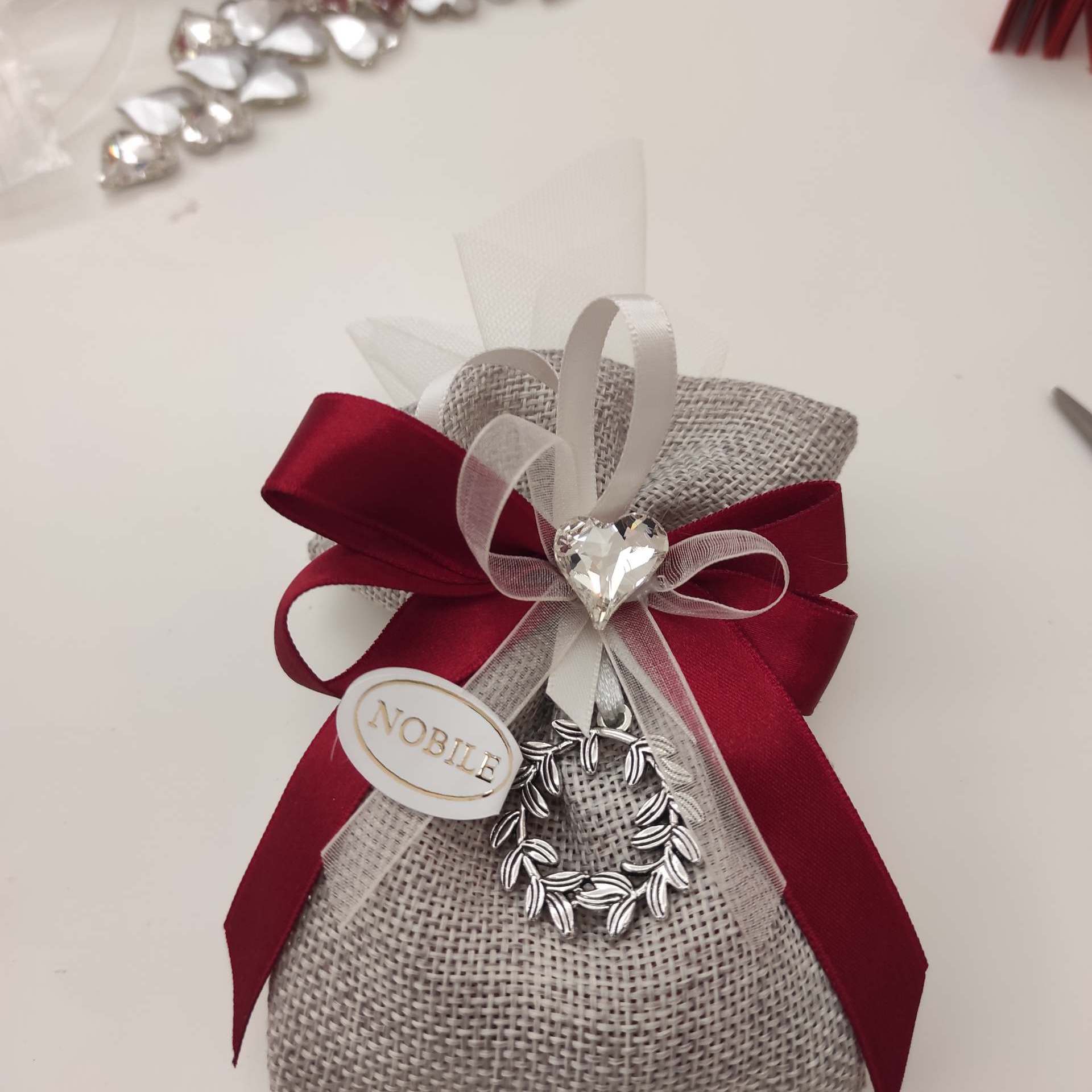 Sacchetto Juta Grigio con Corona Laurea