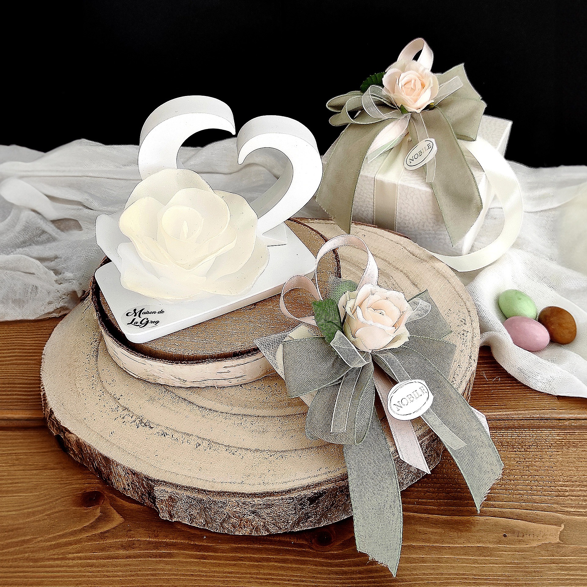 Candela Fiore con Supporto Cuore